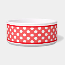 Coral Red Polka Motif en céramique bol de chien