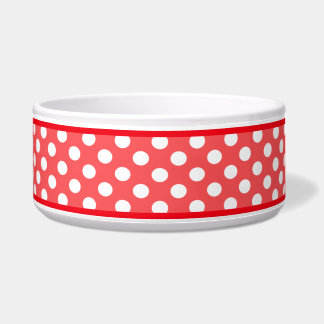 Écuelle Coral Red Polka Motif en céramique bol de chien