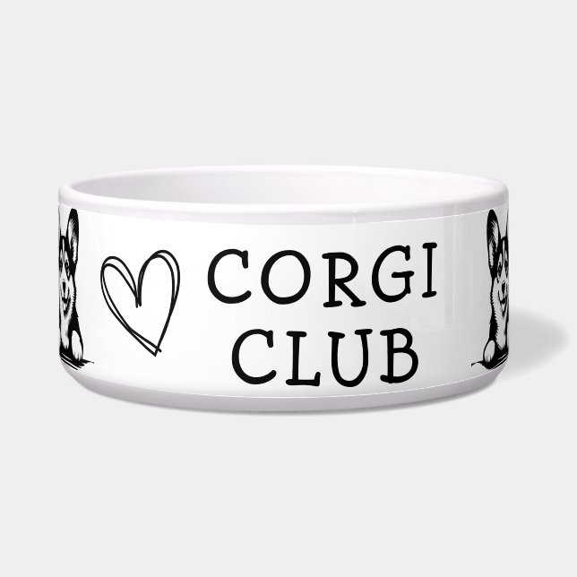 Écuelle Corgi Thème noir et blanc (Devant)