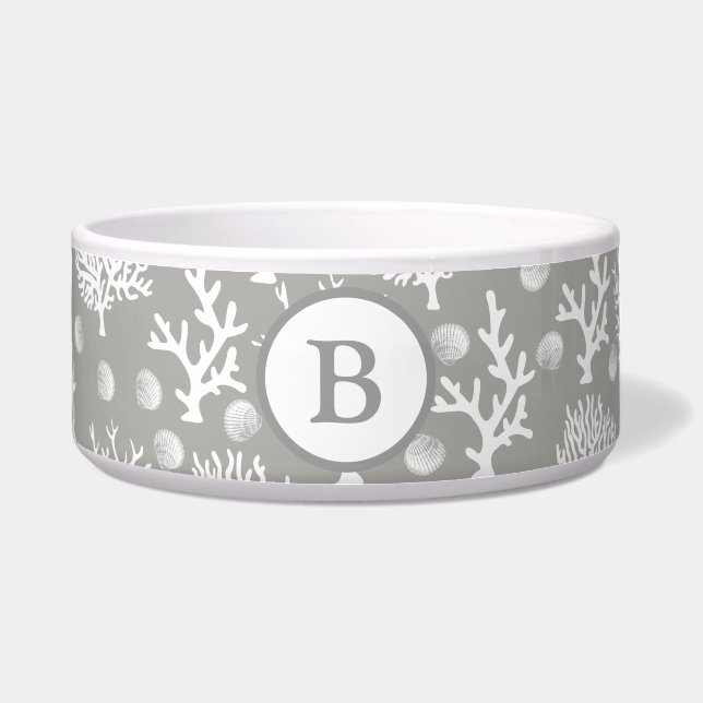 Écuelle Côté Mer Blanche Coraux et Coquillages | Monogramm (Devant)