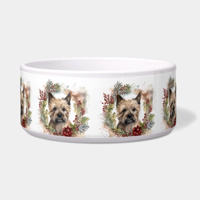 Écuelle Couronne de Noël de Terrier Cairn Chien festif (Devant)