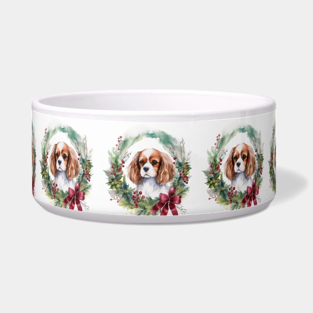 Écuelle Couronne de Noël festive Cavalier King Charles Spa (Devant)