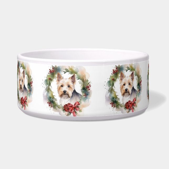 Écuelle Couronne de Noël festive de Biewer Terrier  (Devant)
