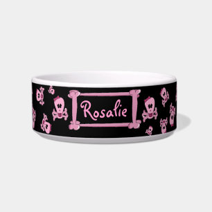 Écuelle Crâne Girly rose avec la cuvette d'animal familie