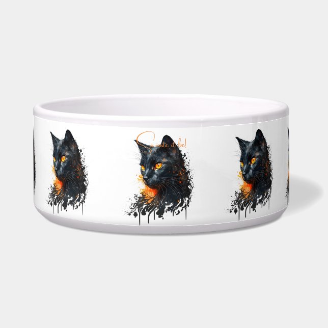 Écuelle Créez Votre Propre Buste de Chat Noir Ardente (Devant)