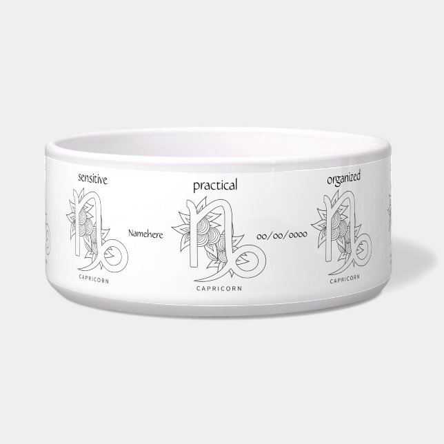 Écuelle Créez votre propre Capricorne élégant en noir et b (Devant)