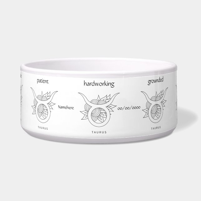 Écuelle Créez votre propre élégant Taurus noir et blanc (Devant)
