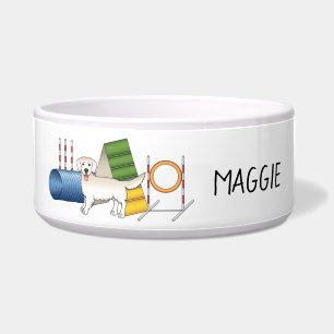 Écuelle Crème Golden Retriever Avec Équipement D'Agilité