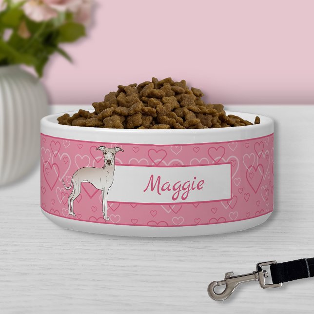Écuelle Crème Italien Greyhound Chien Cute Sur Coeur Rose (Créateur téléchargé)