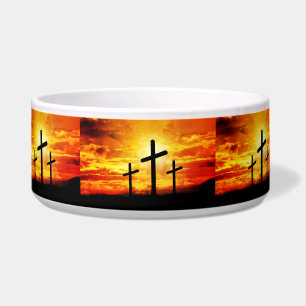 Écuelle Croix, Silhouettes Coucher du Soleil Peinture