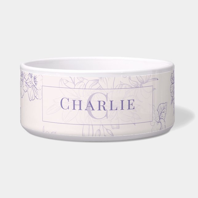 Écuelle Custom Botanical Monogram | Dog Cat Pet Bowl (Devant)