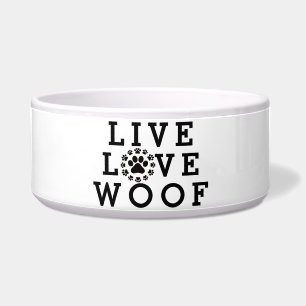 Écuelle CUstom Décoré chien Food Bowl, "Live Love Woof"