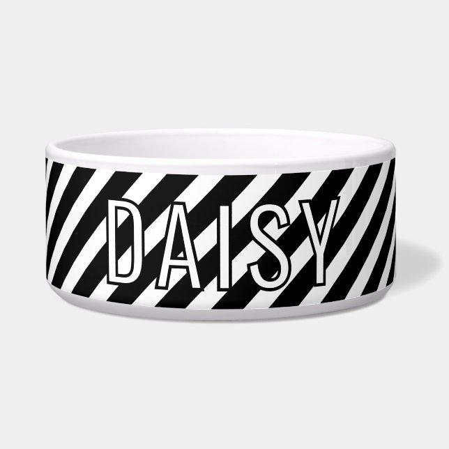 Écuelle Custom Name Classic White Black Stripe Pattern (Devant)