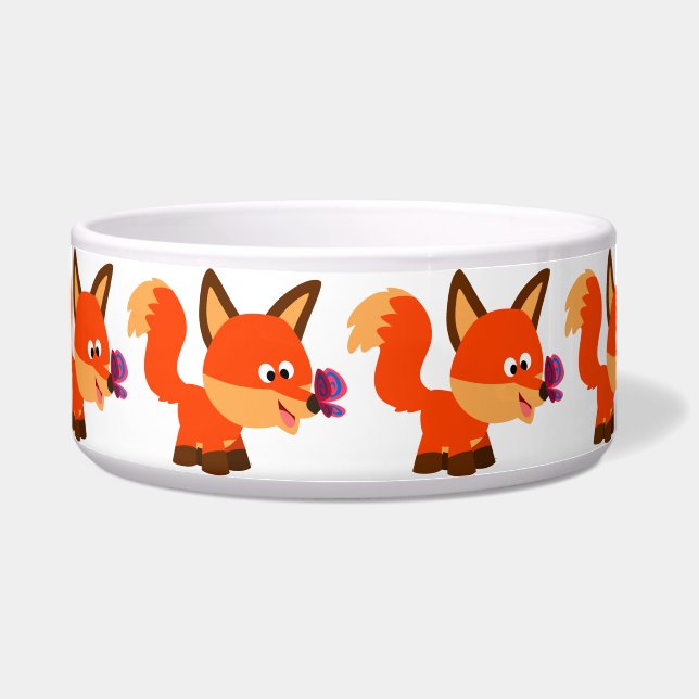 Écuelle Cute Cartoon Fox Et Papillon Pet Bowl (Devant)