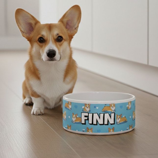 Écuelle Cute Corgi Dog Bowls | Personalized Puppy (Créateur téléchargé)