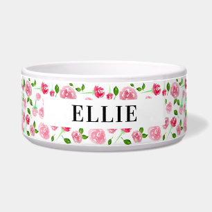 Écuelle Cute Floral Ajouter Nom de l'animal Texte personna