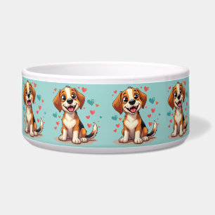 Écuelle Cute Kawaii Beagle avec Coeurs Jouer Chien Art