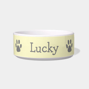 Écuelle Cute Pastel Jaune et Gris Empreinte de patte anima