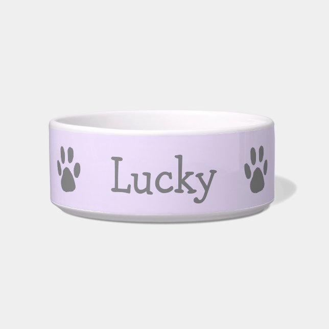 Écuelle Cute Pastel Purple et Gris Empreinte de patte anim (Devant)