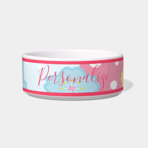 Écuelle Cute Pink Blue Pastel Design Personnalisé Chien Ch