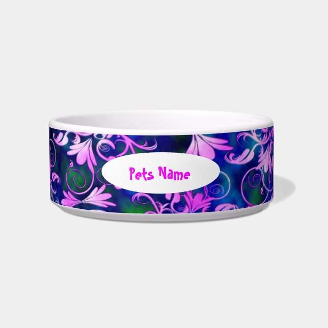 Écuelle Cuvette bleue blanche verte rose d'animal familier (Devant)
