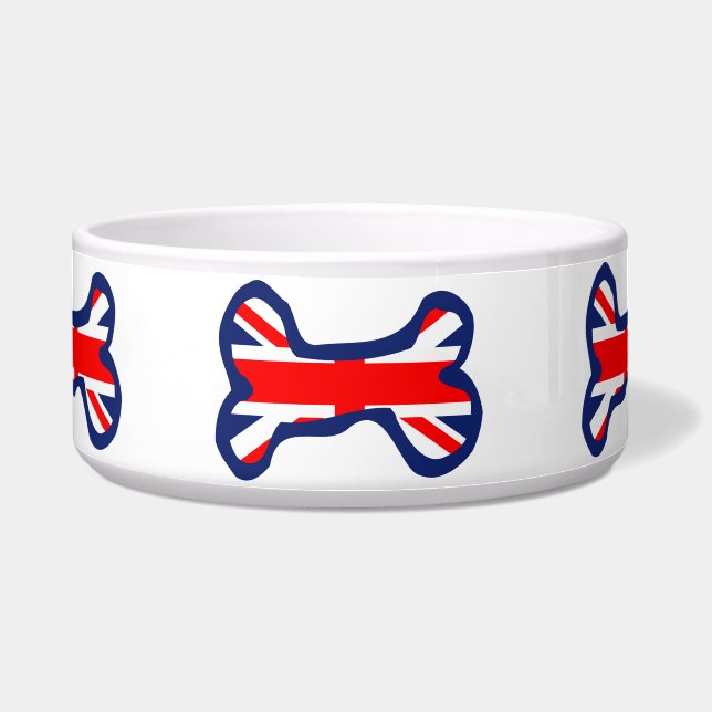 Écuelle Cuvette d'animal familier d'os d'Union Jack (Devant)