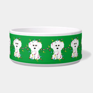 Écuelle Cuvette de chien de Noël de Bichon Frise