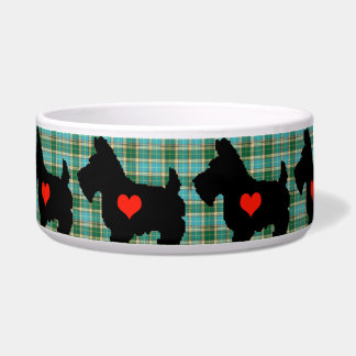 Écuelle Cuvette de chien de tartan de coeur de Scottie
