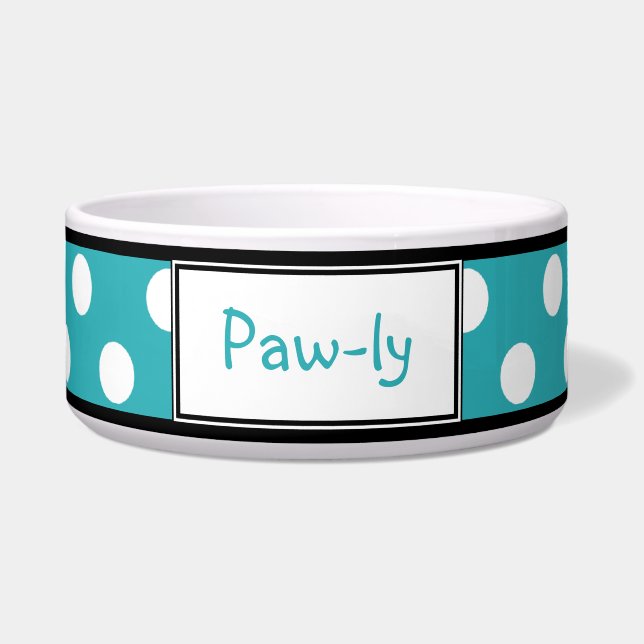 Écuelle Cuvette de chien personnalisée par turquoise de (Devant)