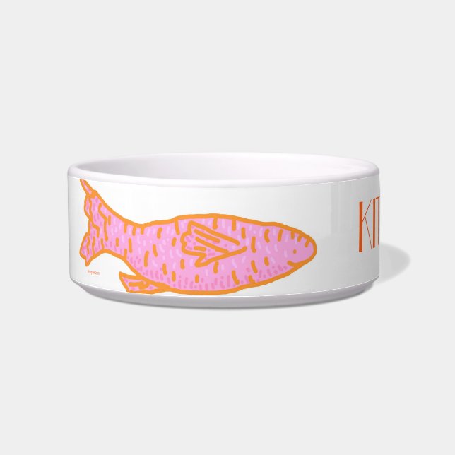 Écuelle cuvette de poisson orange rose de chat (Gauche)