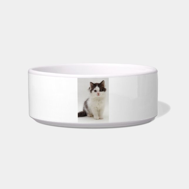 Écuelle Cuvette noire et blanche pelucheuse d'animal (Devant)