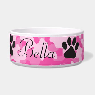 Écuelle Cuvette rose de chien d'empreinte de patte de