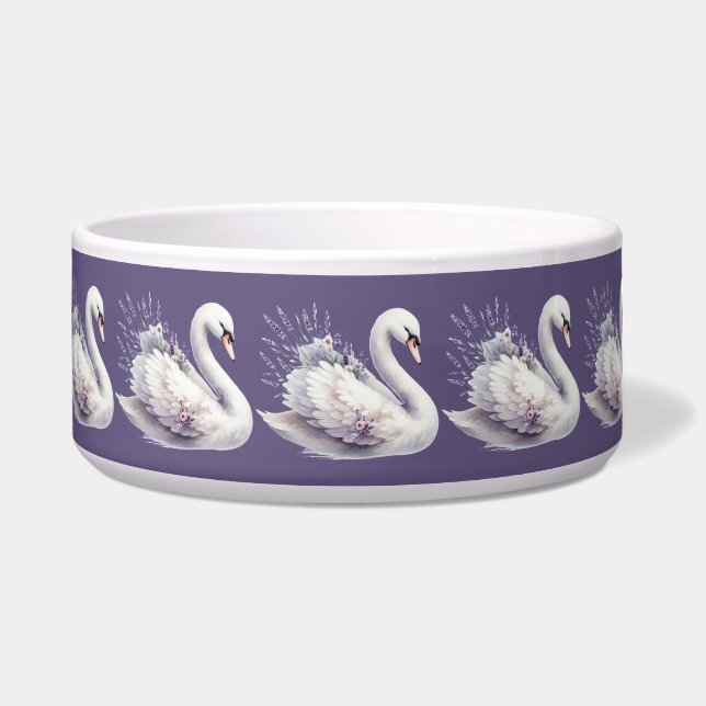 Écuelle Cygne aquarelle avec fleurs de lavande (Devant)