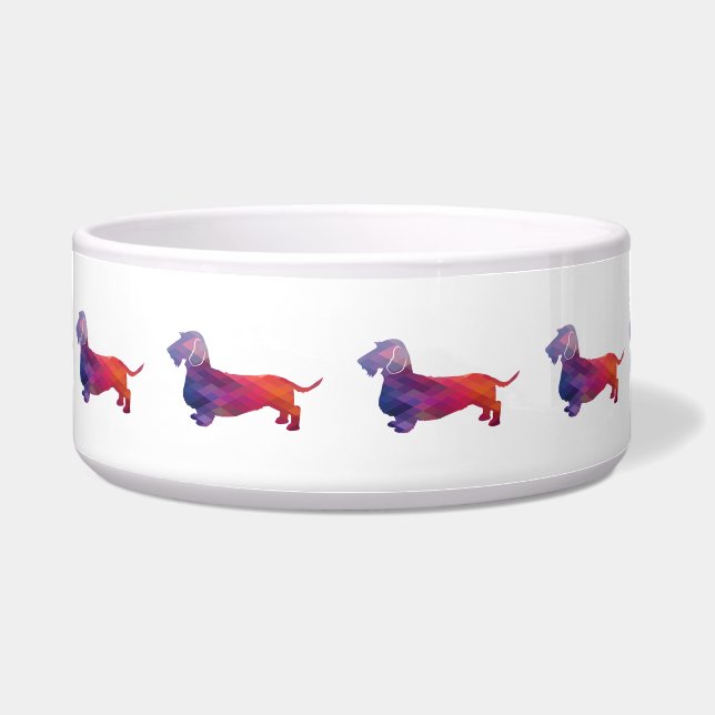Écuelle Dachshund Revêtu Géo Silhouette Violet (Devant)