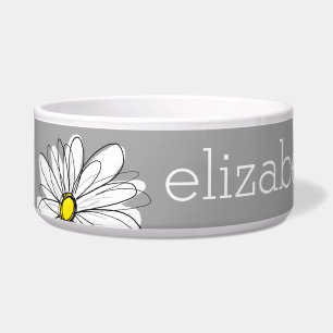Écuelle Daisy floral tendance avec nom personnalisé gris j