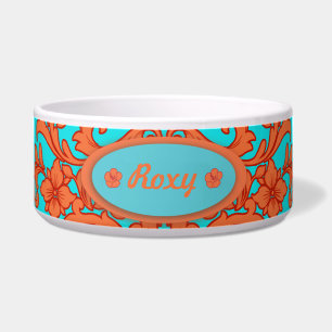 Écuelle Damassé d'orange et de turquoise