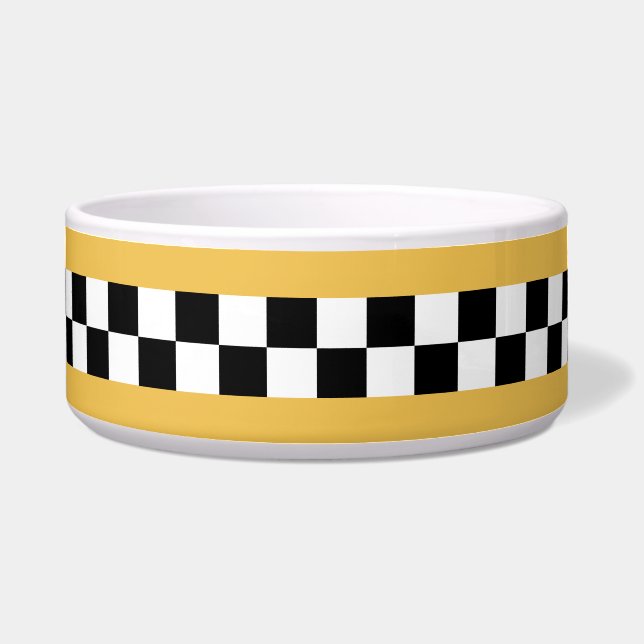 Écuelle damier rayé jaune moutarde (Devant)