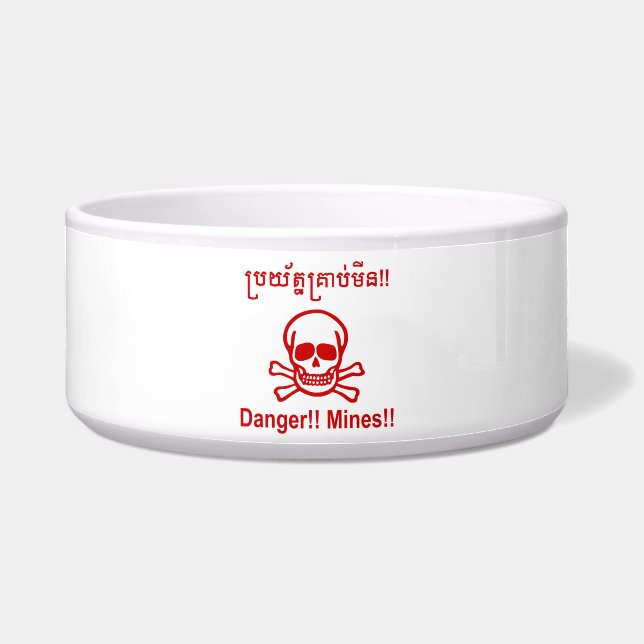 Écuelle Danger ! ! Les mines ! ! SYMBOLE ☠ Cambodgien Khme (Devant)