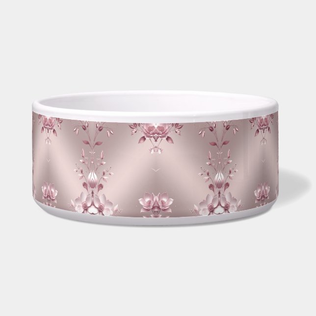 Écuelle Delicate Pink Floral Pet Bowl (Devant)