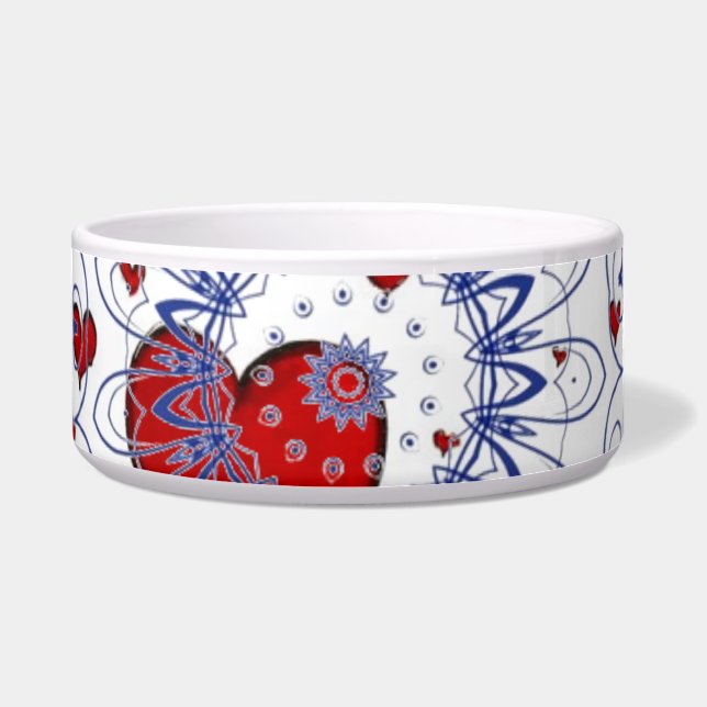 Écuelle Dentelle Bleue Avec Coeurs Pet Bowl (Devant)