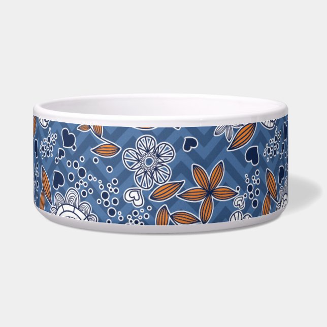 Écuelle Design floral bleu blanc et orange (Droite)