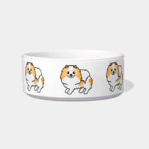 Écuelle Dessin animé de chien Pomeranian parti-color orang