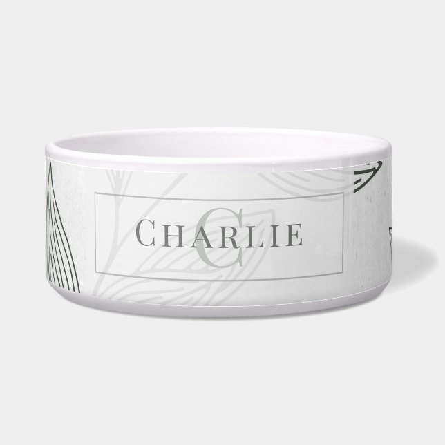 Écuelle Dessin Botanique Minimaliste | Chien Chat Personna (Devant)