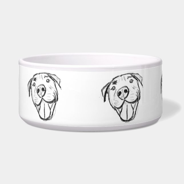 Écuelle dessin pitbull simple amoureux des chiens noir bla (Devant)