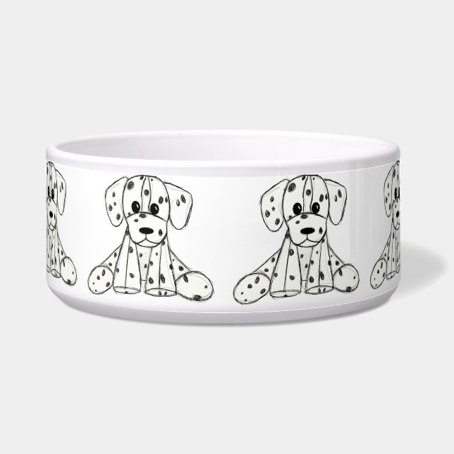 Écuelle Dessin simple de contour de chien en peluche dalma (Devant)