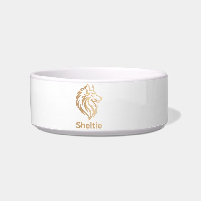 Écuelle Diseño Premium de Sheltie en Dorado (Devant)