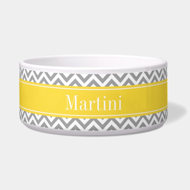Écuelle Dk Gris Blanc LG Chevron Ananas Monogramme Initial (Devant)