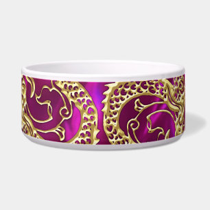 Écuelle Dragon d'or embouti sur Magenta Satin Impression