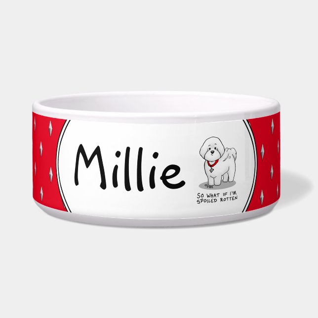 Écuelle Drôle de Bichon Frise gâté à l'os - Mignon (Devant)