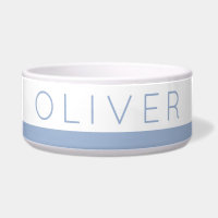 Dusty Blue Stripe Modern Chat ou Chien Nom sur ani